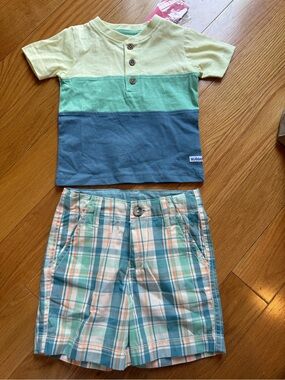 Rugged Butts Set - Blue Plaid Infant Shorts & Shirt (12-18m)